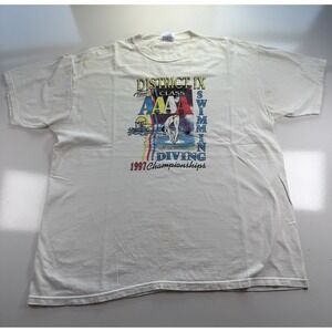 Vintage 1997 FHSAA District IX Swim diving T-Shirt‎ Hanes Made in USA XL tee